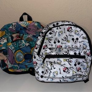 Two backpacks around 11 x 10 Lilo and stitch and Minnie and Mickey, Donald Duck